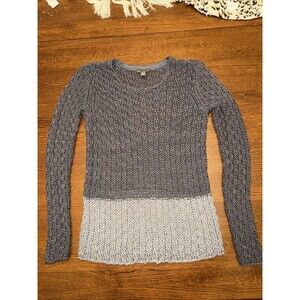 Tommy Bahama Womens XS Open Knit Tunic Pullover Sweater Long Sleeve Gray